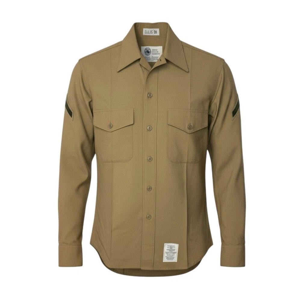USMC Military Issue Mens Long Sleeve Uniform Shirt DLA Khaki M-1 Valor Sz 15.5